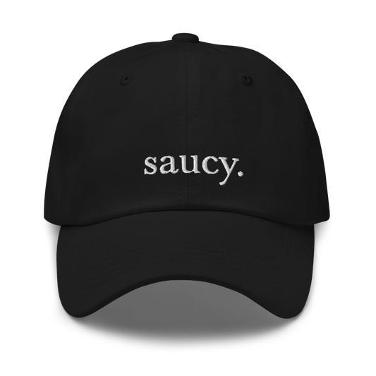 Embroidered "Saucy" Black Cap