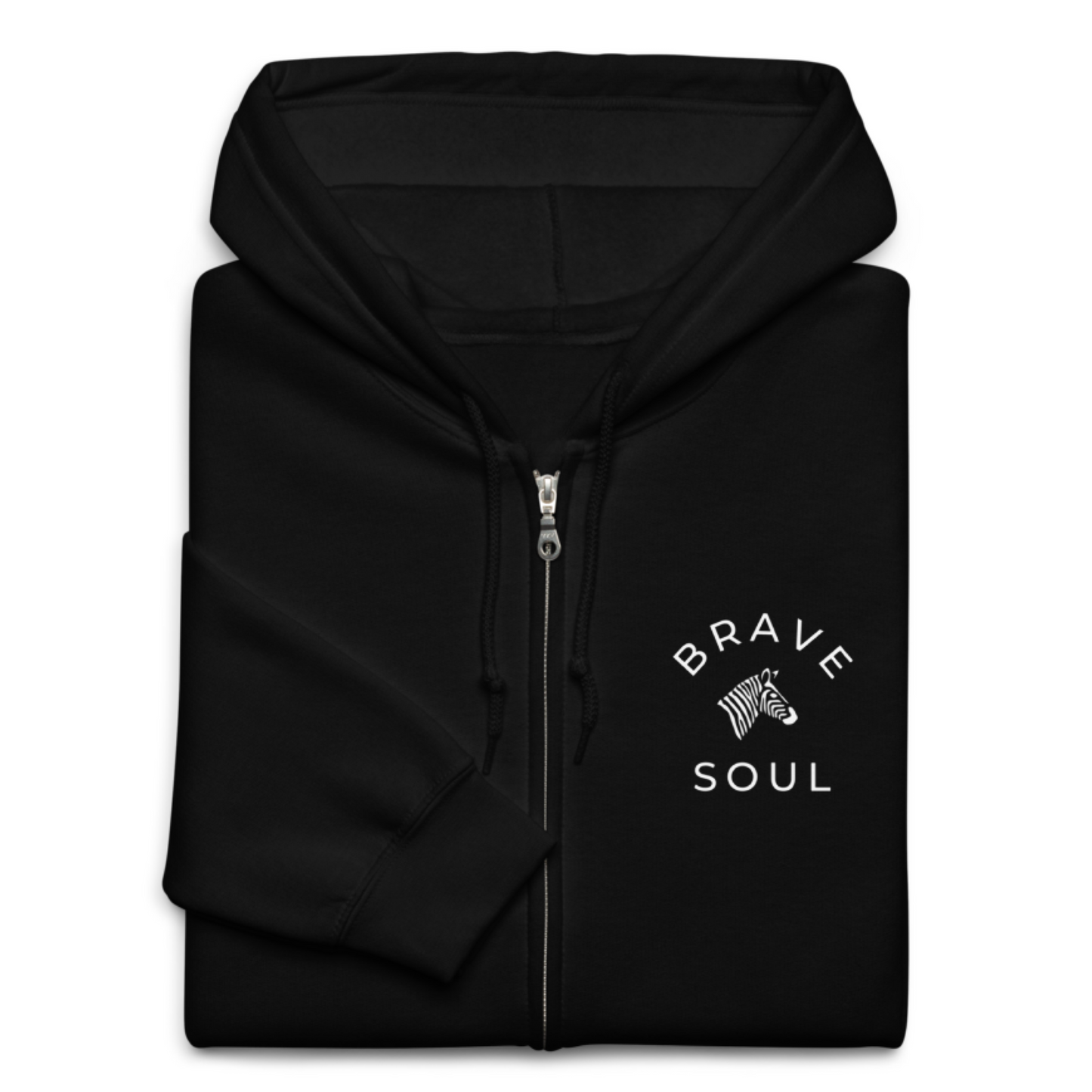 Men's Premium Brave Soul Black Zip Hoodie - Zebra Sleeve