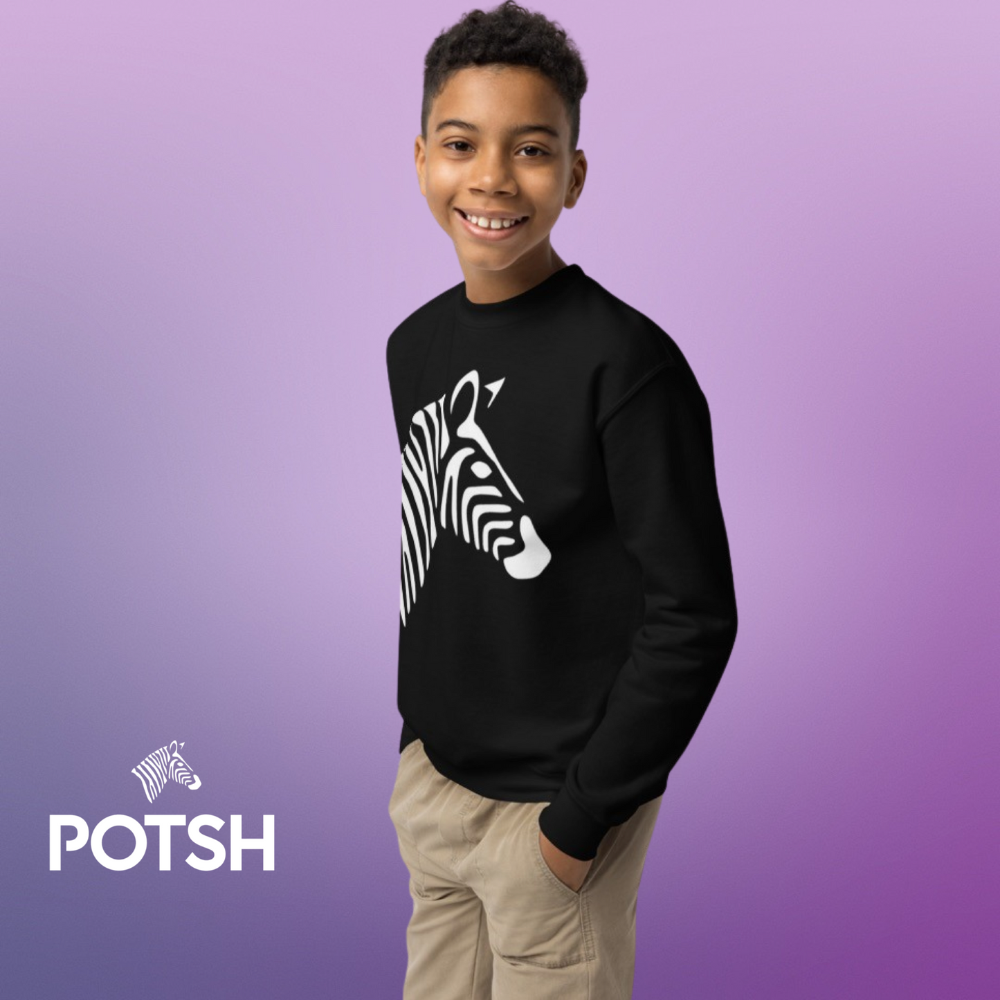 Boys Luxe Black Crewneck Sweatshirt